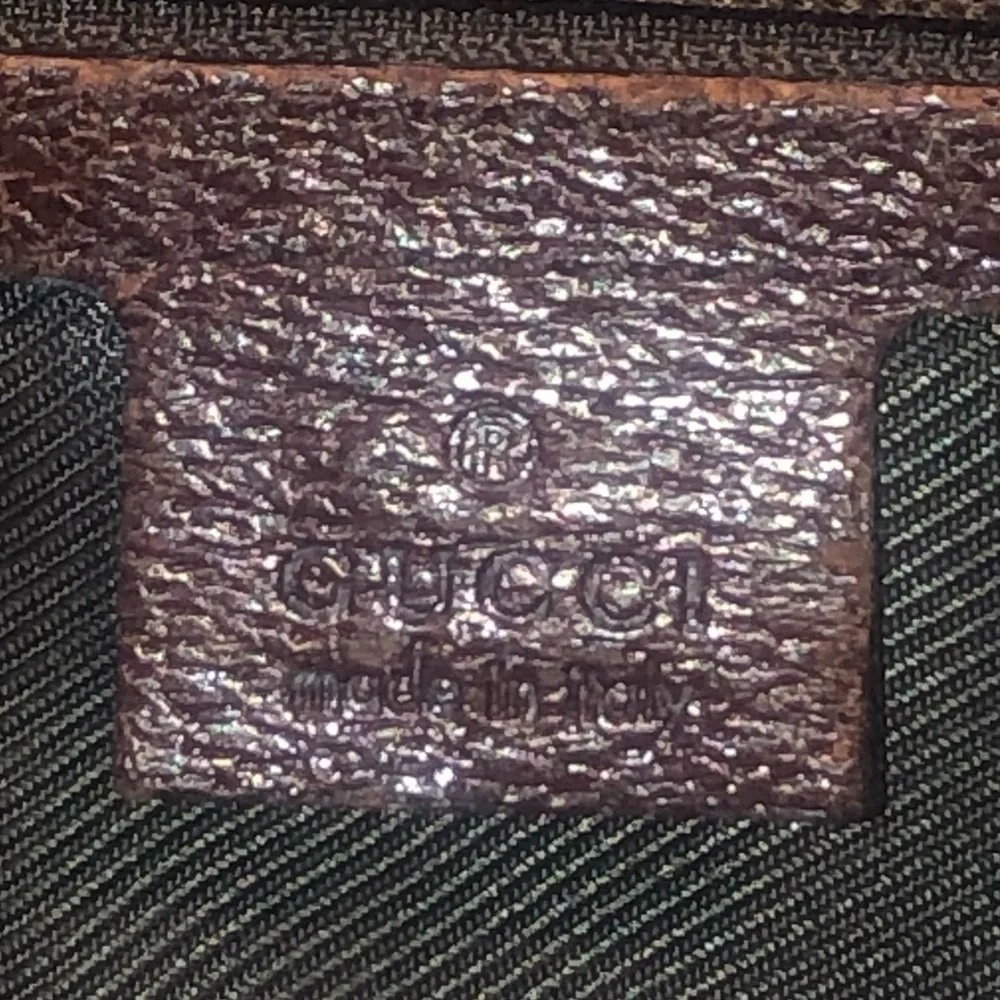 GUCCI GG Monogram Brown Leather Rolled Top Handle Oversized Laptop Tote Bag